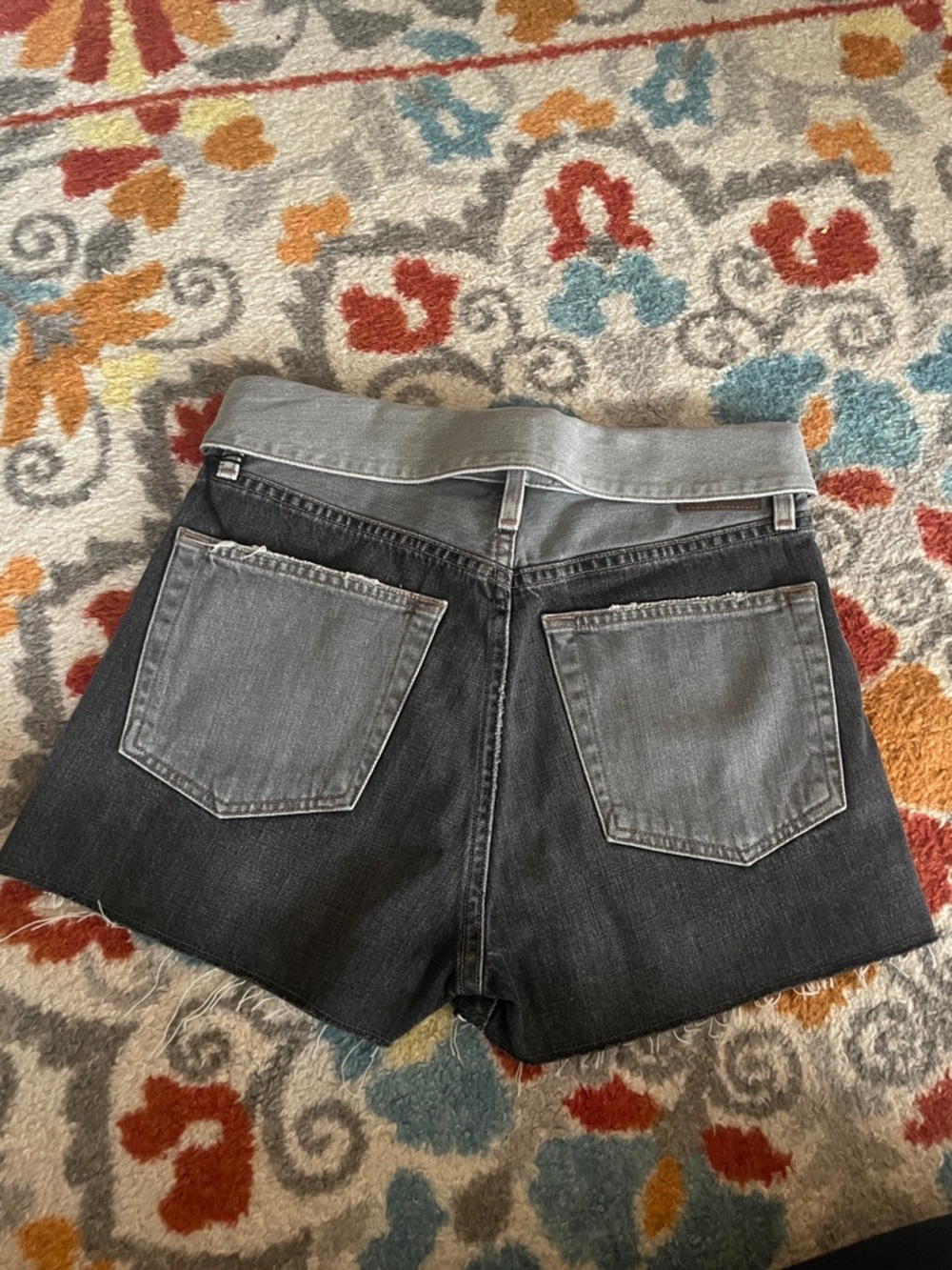 High-Rise Foldover Black Denim Shorts - Picture 2 of 4